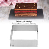 Stainless Steel Square Mousse Ring Retractable Biscuits Cake Mold Kitchen DIY Baking ToolsL 16~28cm