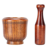Wooden Grinding Bowl Household Kitchen Manual Garlic Ginger Spices Grinder Mortar Pestle Set - Side View