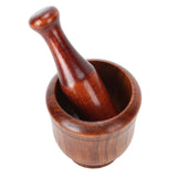 Wooden Grinding Bowl Household Kitchen Manual Garlic Ginger Spices Grinder Mortar Pestle Set - Top-Down View