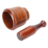 Wooden Grinding Bowl Household Kitchen Manual Garlic Ginger Spices Grinder Mortar Pestle Set - Rear View
