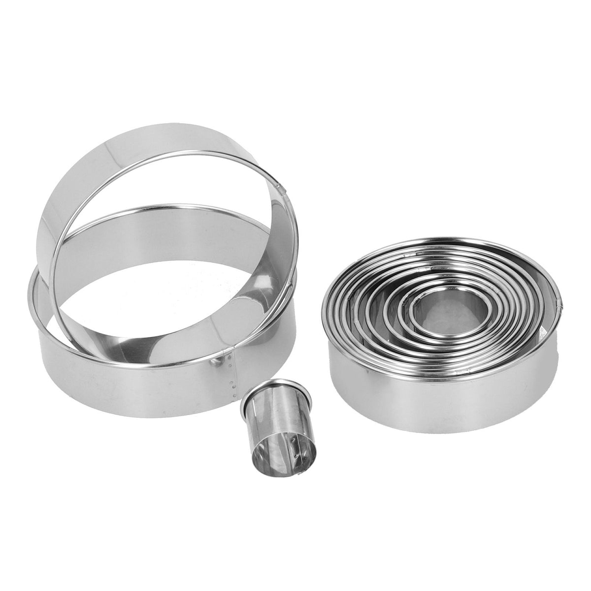 12PCS/Set Stainless Steel Mousse Ring Round Cake Mold Fondant Cookies Cutting Mold Baking Tool
