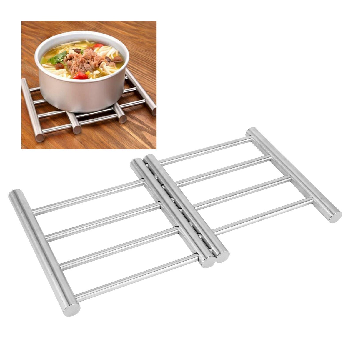 Stainless Steel Retractable Pot Pad Insulation Mats Heat Resistant Placemat Kitchen Gadget