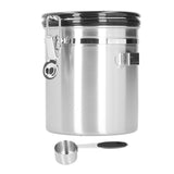 1.5L 304 Stainless Steel Coffee Beans Tea Canister Sealed Food Storage Container with SpoonStainless Steel Color - Front View