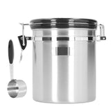 1.5L 304 Stainless Steel Coffee Beans Tea Canister Sealed Food Storage Container with SpoonStainless Steel Color - Side View