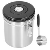 1.5L 304 Stainless Steel Coffee Beans Tea Canister Sealed Food Storage Container with SpoonStainless Steel Color - Top-Down View