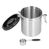 1.5L 304 Stainless Steel Coffee Beans Tea Canister Sealed Food Storage Container with SpoonStainless Steel Color - 45-Degree Angle