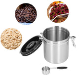 1.5L 304 Stainless Steel Coffee Beans Tea Canister Sealed Food Storage Container with SpoonStainless Steel Color - Extra Image