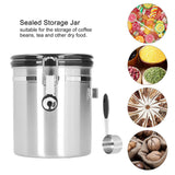 1.5L 304 Stainless Steel Coffee Beans Tea Canister Sealed Food Storage Container with SpoonStainless Steel Color - Extra Image