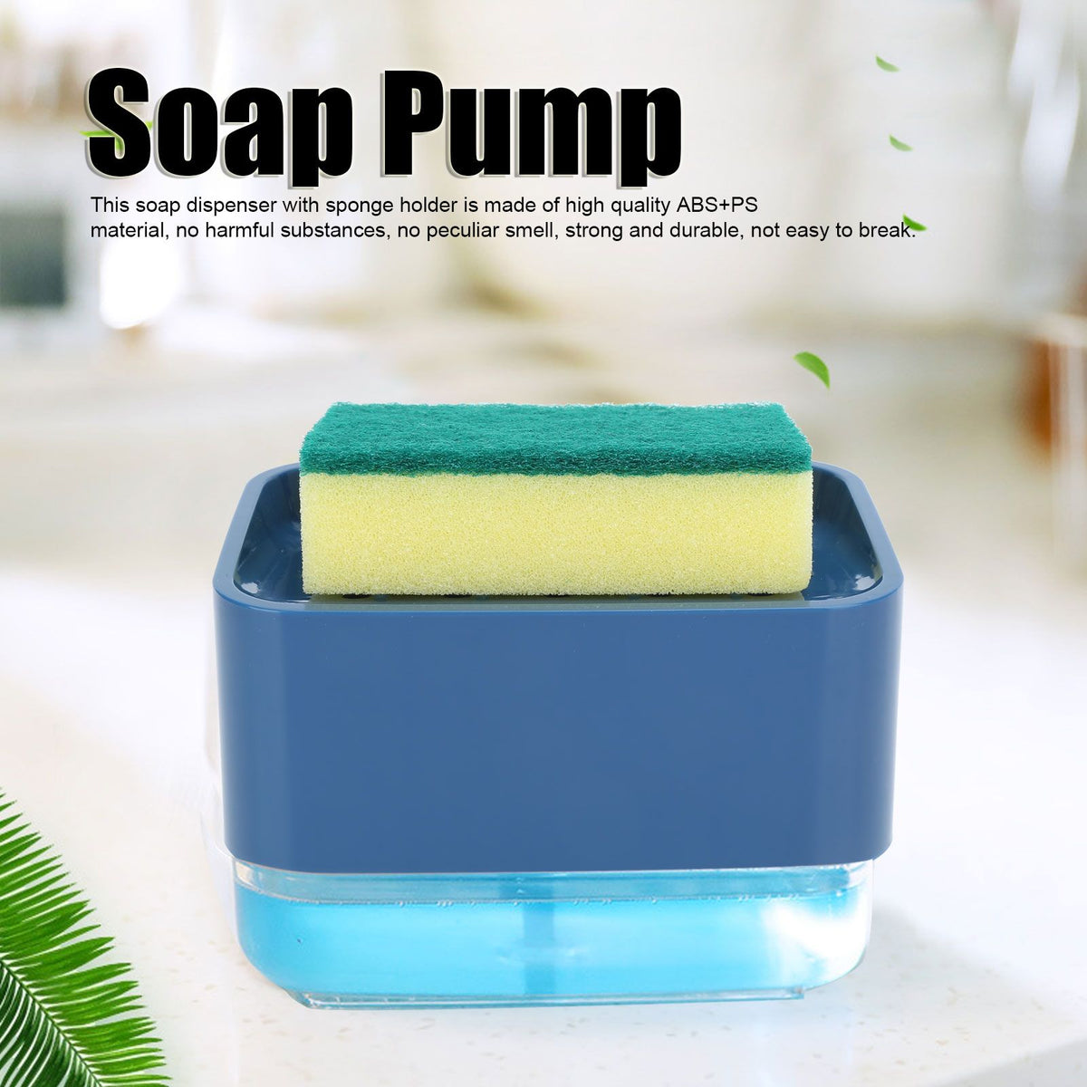 Dish Soap Dispenser Press Type Automatic Liquid Soap Dispenser for Kitchen Sink CountertopBlue