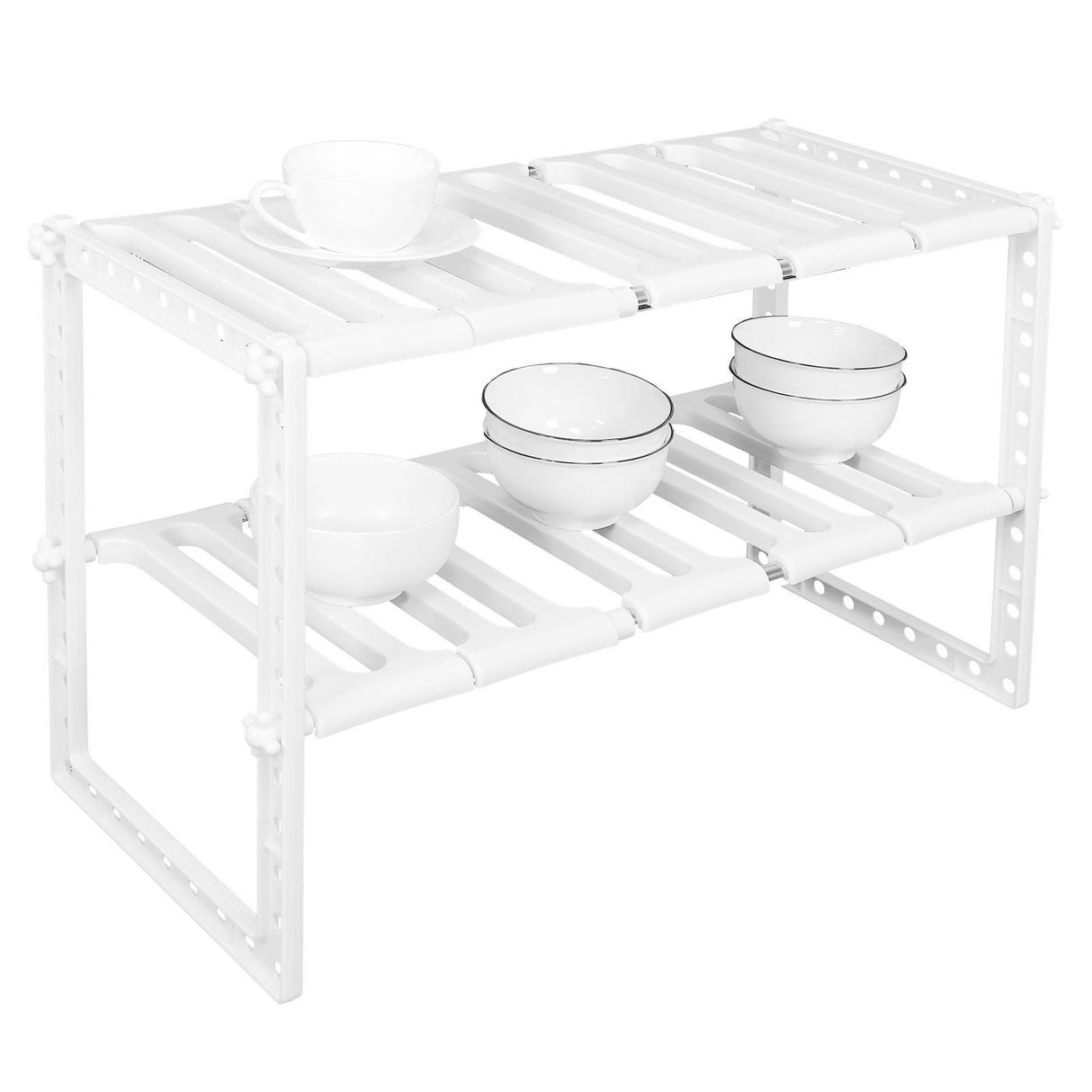 2‑Tier Sink Rack Cabinet Organizer Storage Telescopic Shelf Kitchen Bathroom Holder