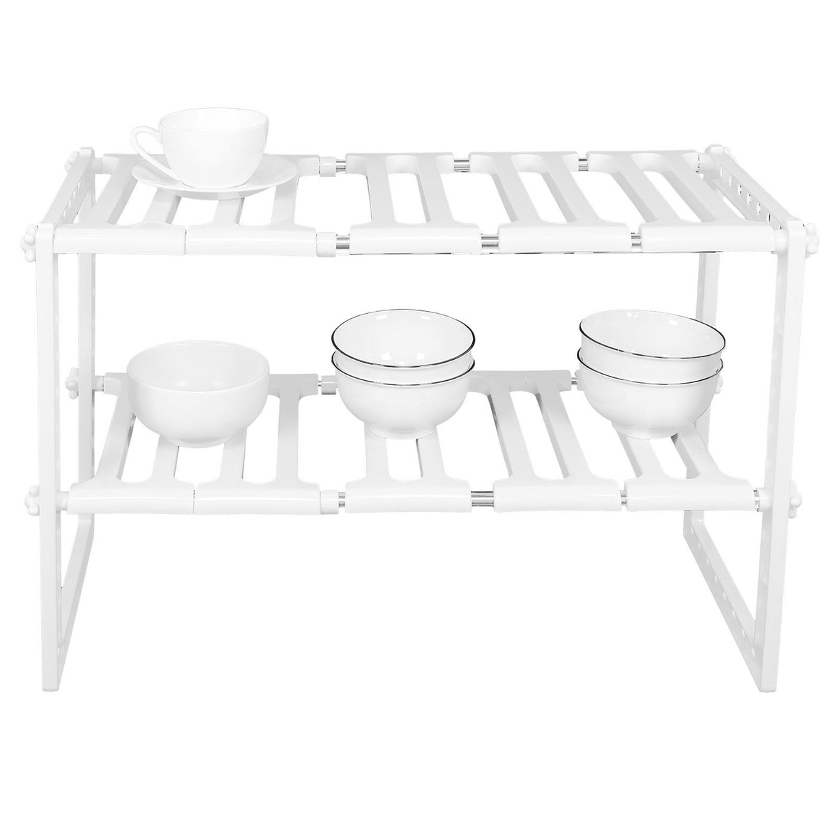 2‑Tier Sink Rack Cabinet Organizer Storage Telescopic Shelf Kitchen Bathroom Holder