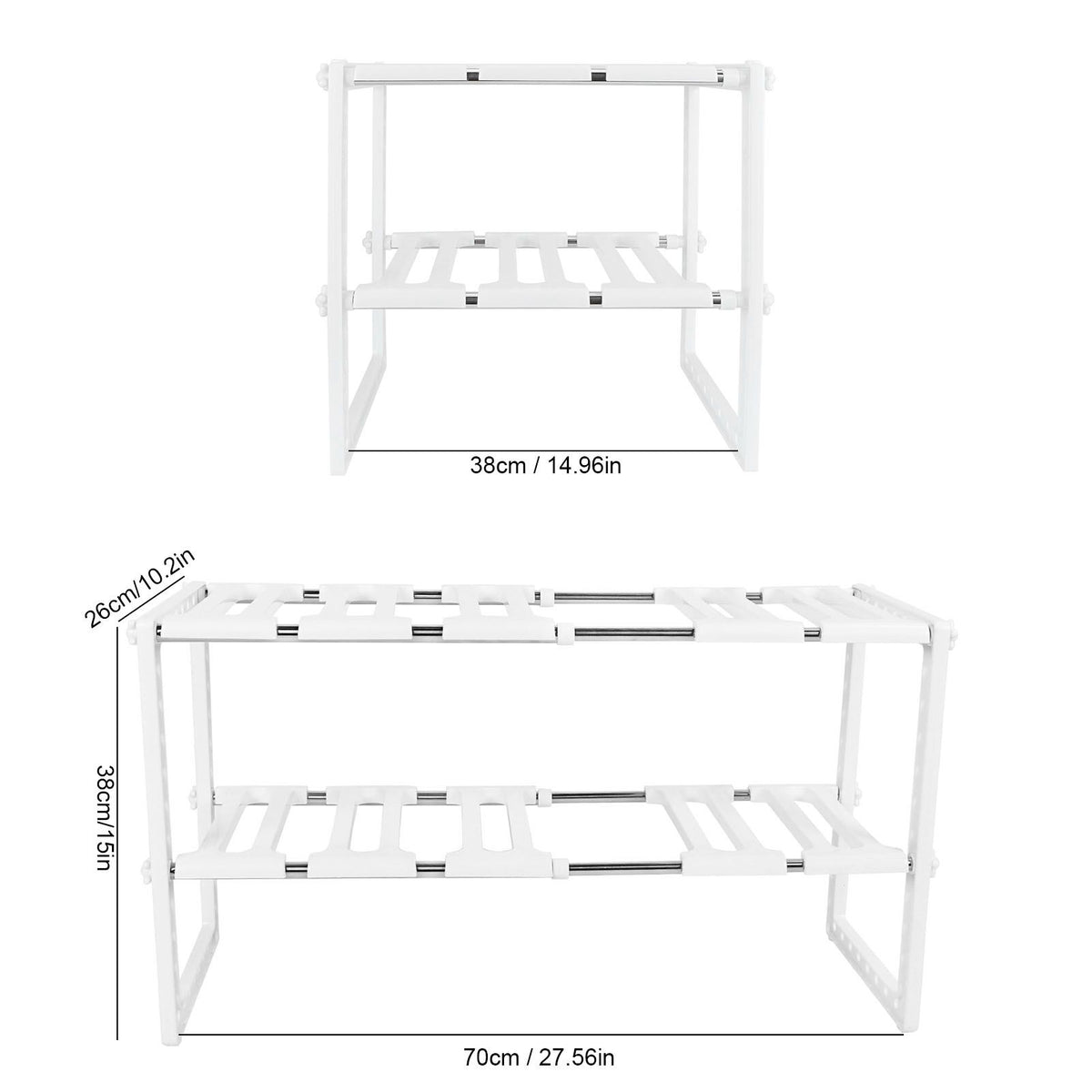 2‑Tier Sink Rack Cabinet Organizer Storage Telescopic Shelf Kitchen Bathroom Holder