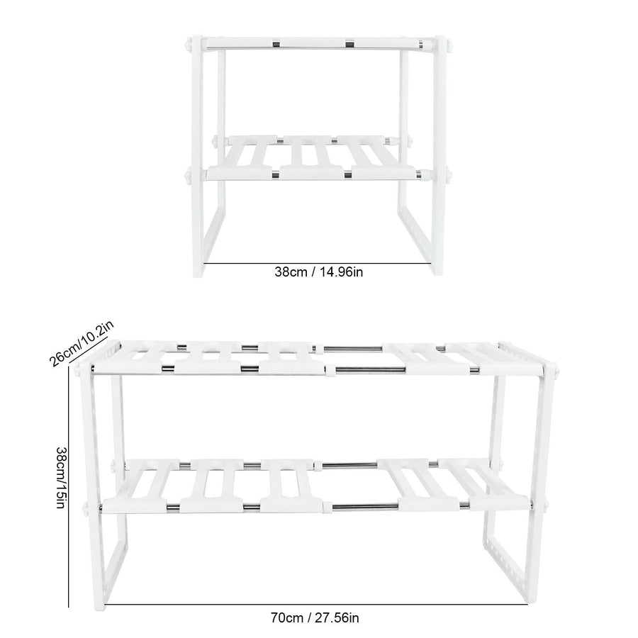 2‑Tier Sink Rack Cabinet Organizer Storage Telescopic Shelf Kitchen Bathroom Holder