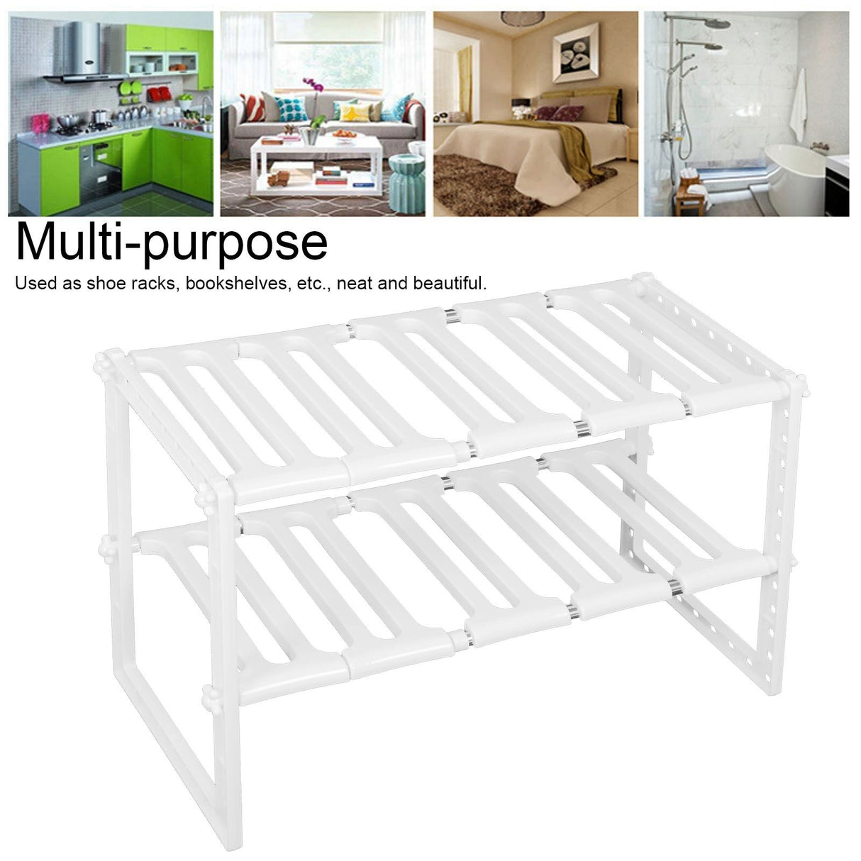 2‑Tier Sink Rack Cabinet Organizer Storage Telescopic Shelf Kitchen Bathroom Holder