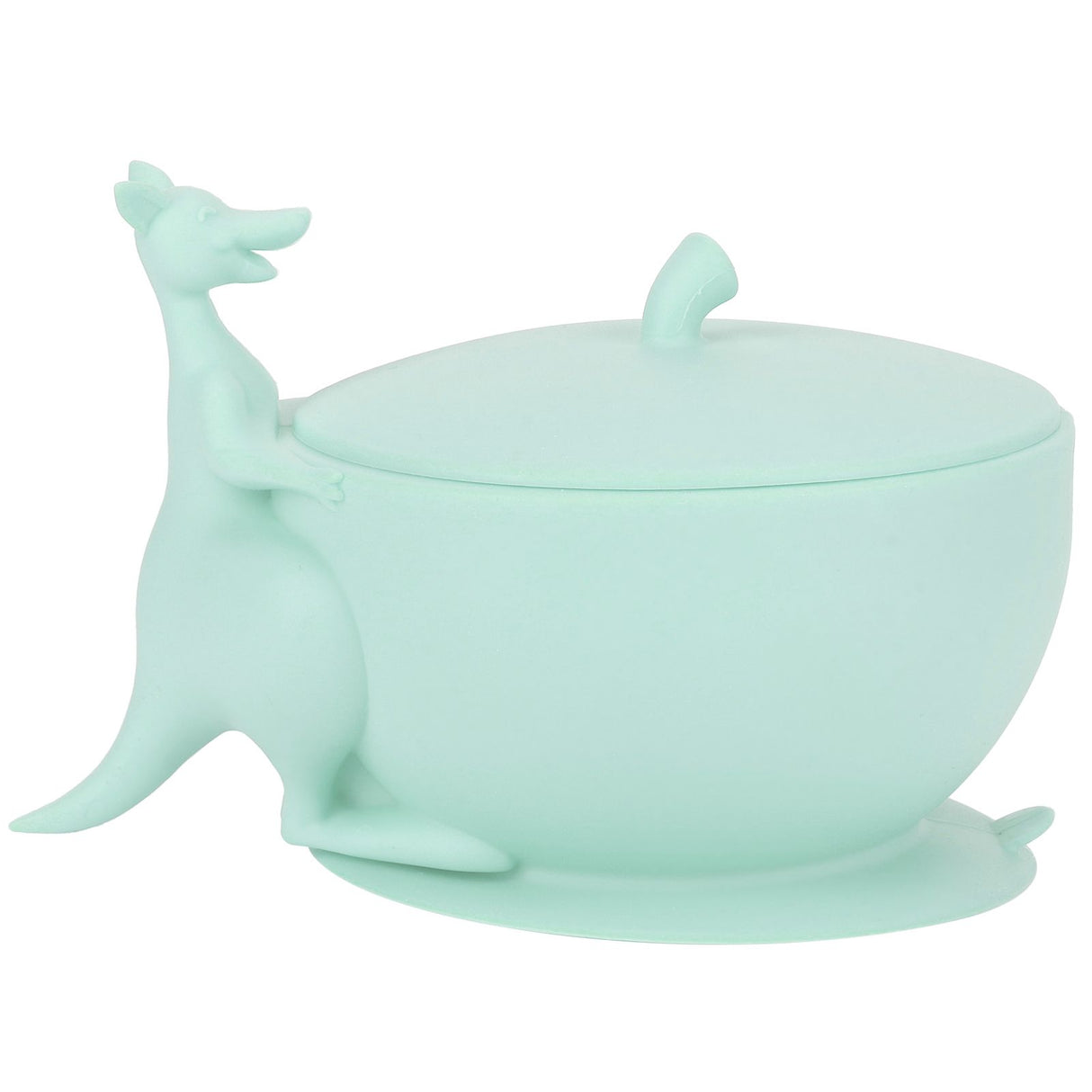 Cute Silicone Baby Feeding Bowl Spoon Set with Suction Base Non-Slip Tableware for InfantLight Green