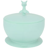 Cute Silicone Baby Feeding Bowl Spoon Set with Suction Base Non-Slip Tableware for InfantLight Green - Side View