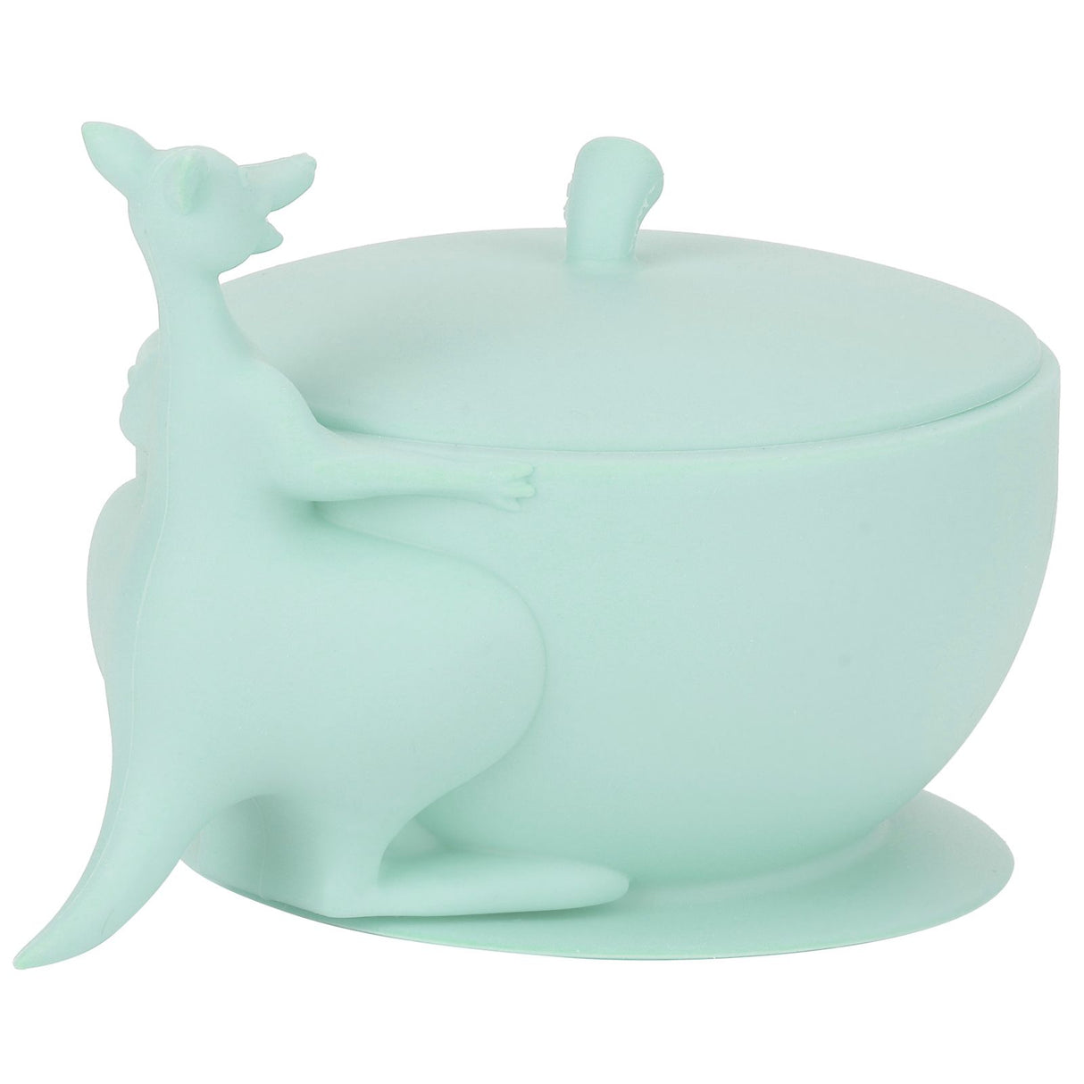 Cute Silicone Baby Feeding Bowl Spoon Set with Suction Base Non-Slip Tableware for InfantLight Green