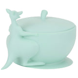 Cute Silicone Baby Feeding Bowl Spoon Set with Suction Base Non-Slip Tableware for InfantLight Green - 45-Degree Angle