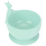 Cute Silicone Baby Feeding Bowl Spoon Set with Suction Base Non-Slip Tableware for InfantLight Green - Rear View