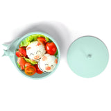 Cute Silicone Baby Feeding Bowl Spoon Set with Suction Base Non-Slip Tableware for InfantLight Green - Extra Image