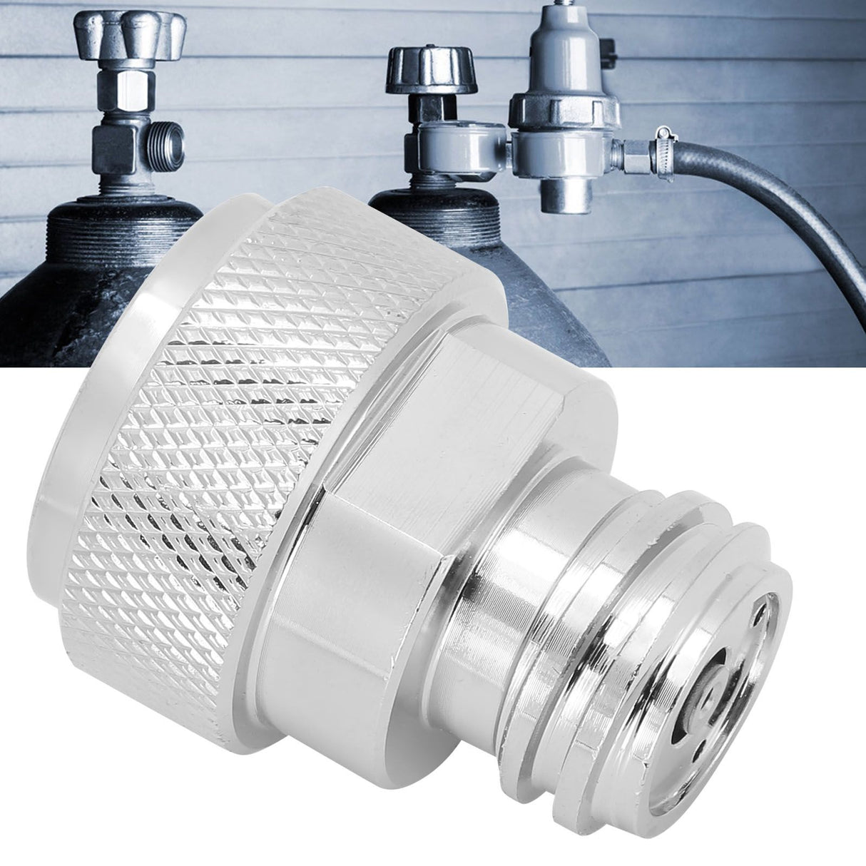 Soda Adapter with Wrench Copper Electroplating Brass CO2 Cylinder Conversion Connector Silver
