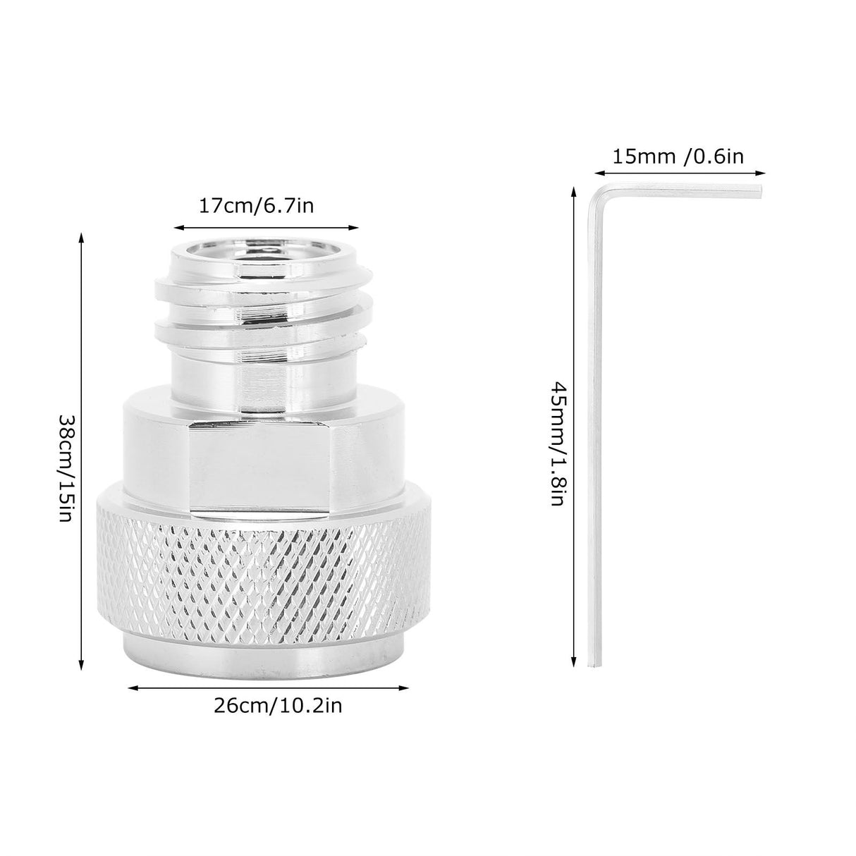 Soda Adapter with Wrench Copper Electroplating Brass CO2 Cylinder Conversion Connector Silver
