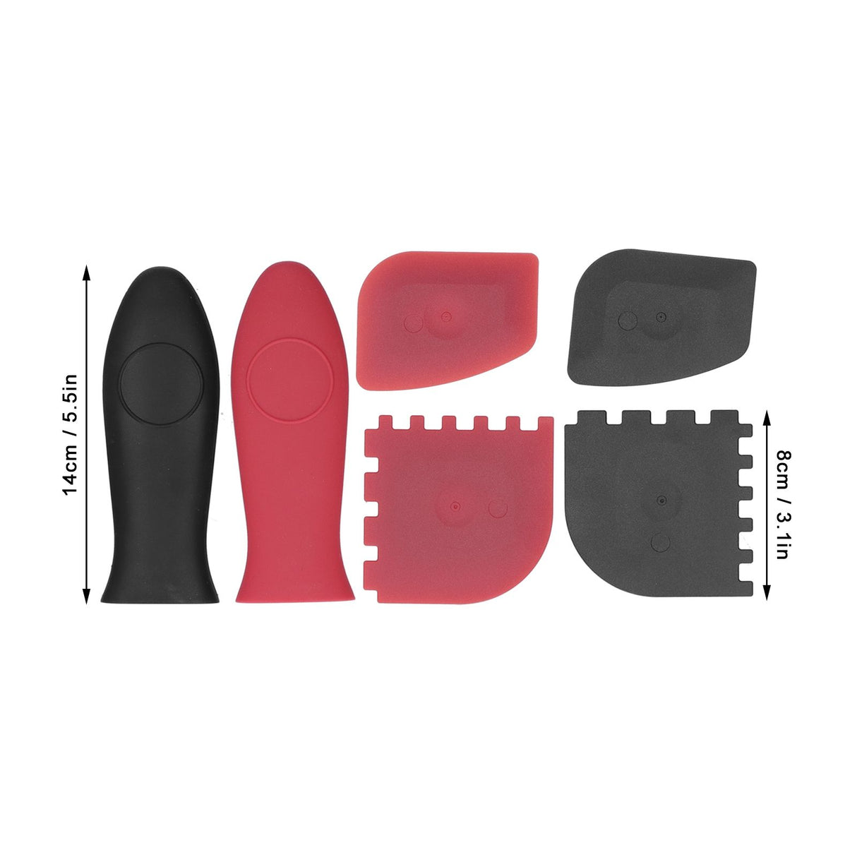 6Pcs set Pot Handle Sleeve Cover Scraper Kit Silicone Anti Scalding Cookware Pan Accessory