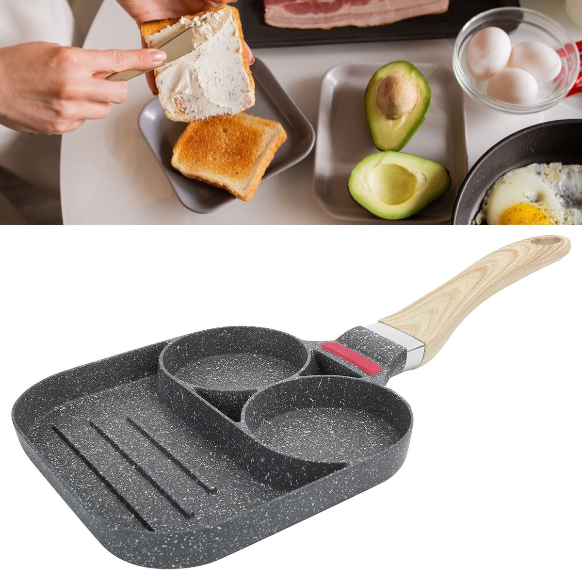 Egg Pan Aluminum Non Stick Breakfast Cooker Frying Omelet Pot Kitchen Accessory Black