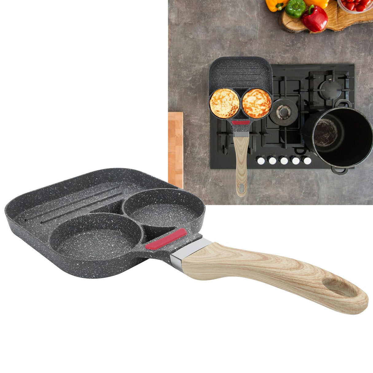 Egg Pan Aluminum Non Stick Breakfast Cooker Frying Omelet Pot Kitchen Accessory Black