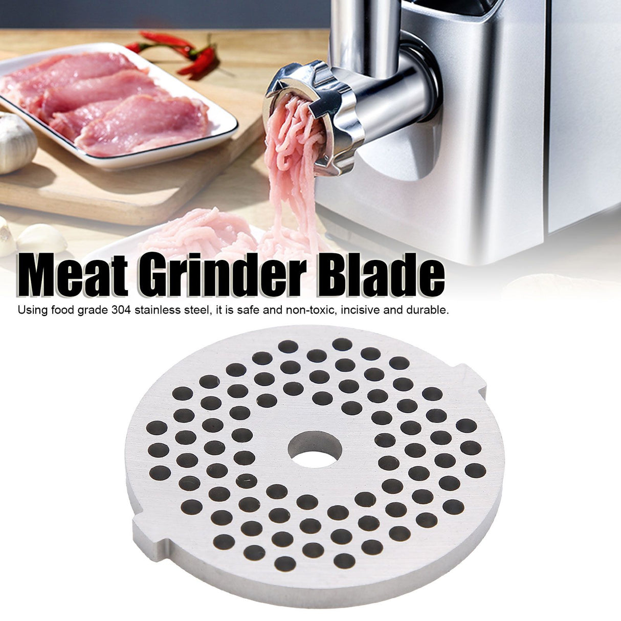 2Pcs Electric Mincer Blade Stainless Steel Grinding Plate Round Hole for 5#/B Type Grinder(3mm 56 Holes )