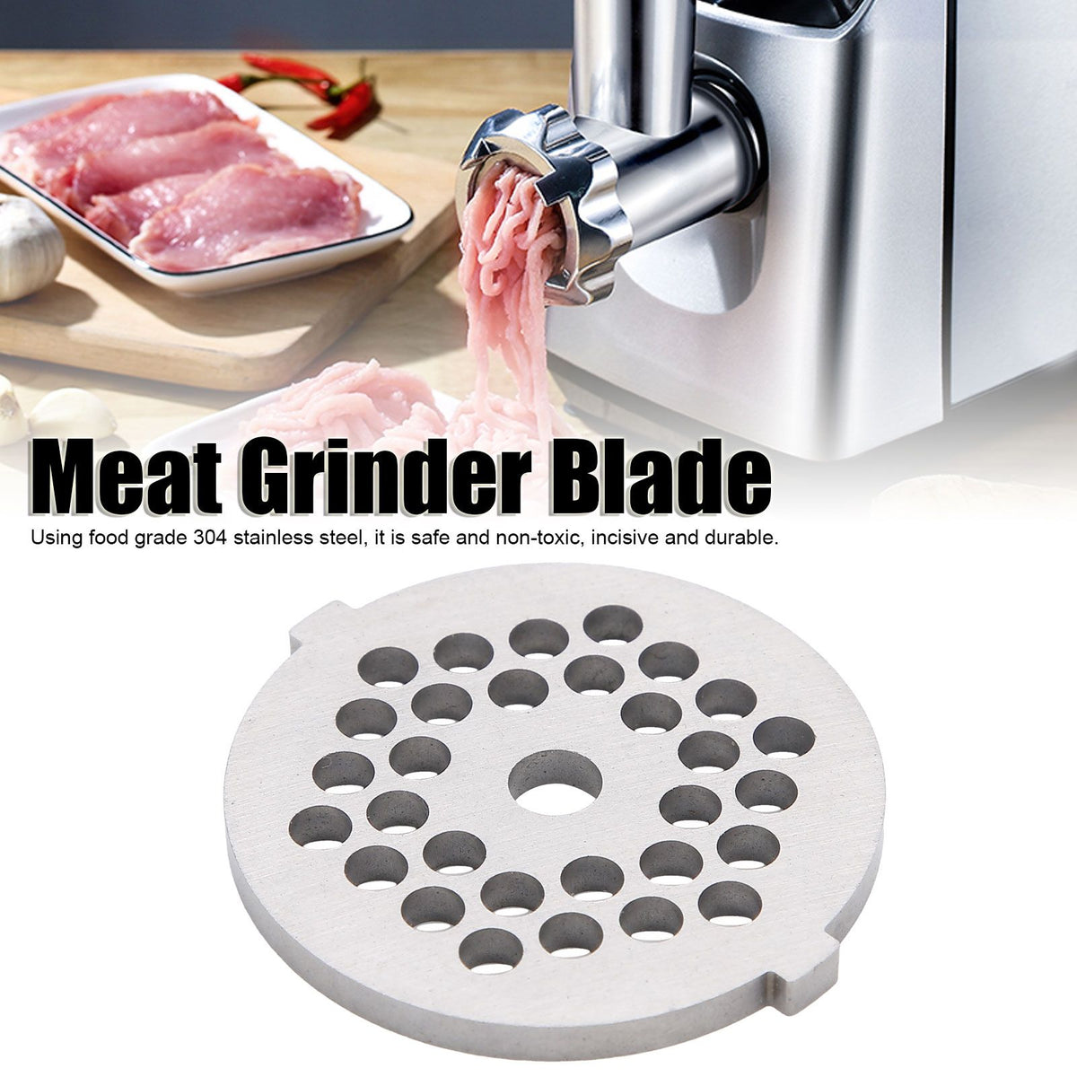 2Pcs Electric Mincer Blade Stainless Steel Grinding Plate Round Hole for 5#/B Type Grinder(5mm 30 Holes )