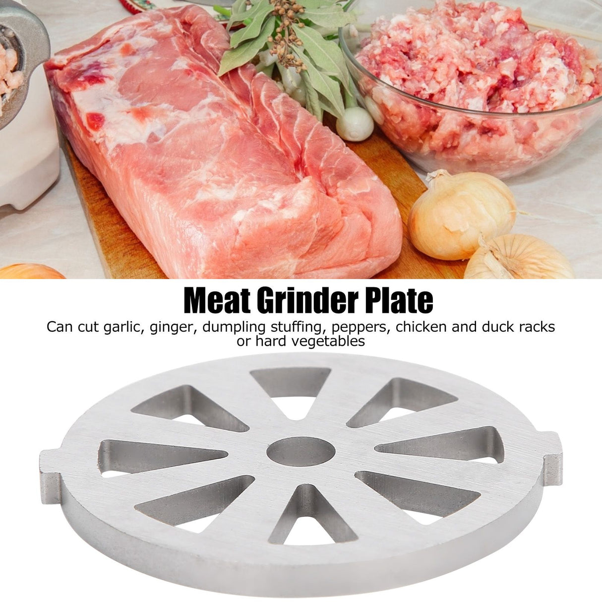 2pcs Meat Grinder Blade 304 Stainless Steel Cutting Plate 7mm/0.3in ID for 5#/B Type Meat Grinder(8 Holes Knife Plate )