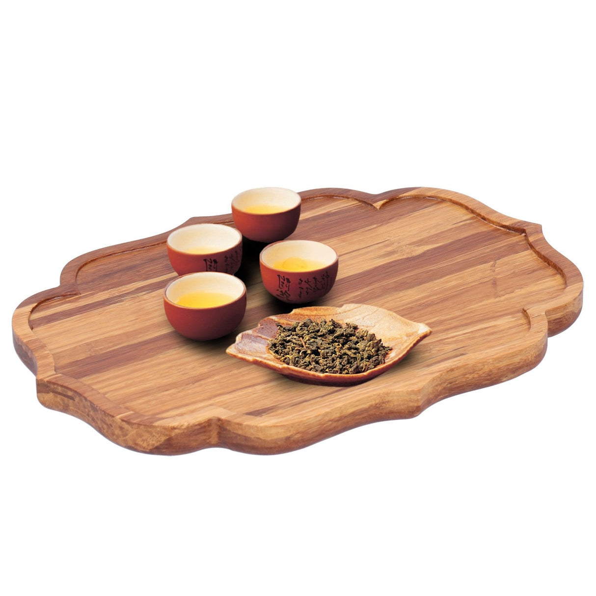 Bamboo Tea Tray Teaboard Serving Plate Japanese Style Tableware W/Protection PadS 19.8x13.7x1.8cm