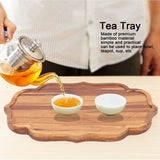 Bamboo Tea Tray Teaboard Serving Plate Japanese Style Tableware W/Protection PadS 19.8x13.7x1.8cm