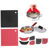 8Pcs/Set Pot Holder Scraper Pan Handle Kit Silicone Anti-Scalding Accessory for Home Kitchen - Extra Image