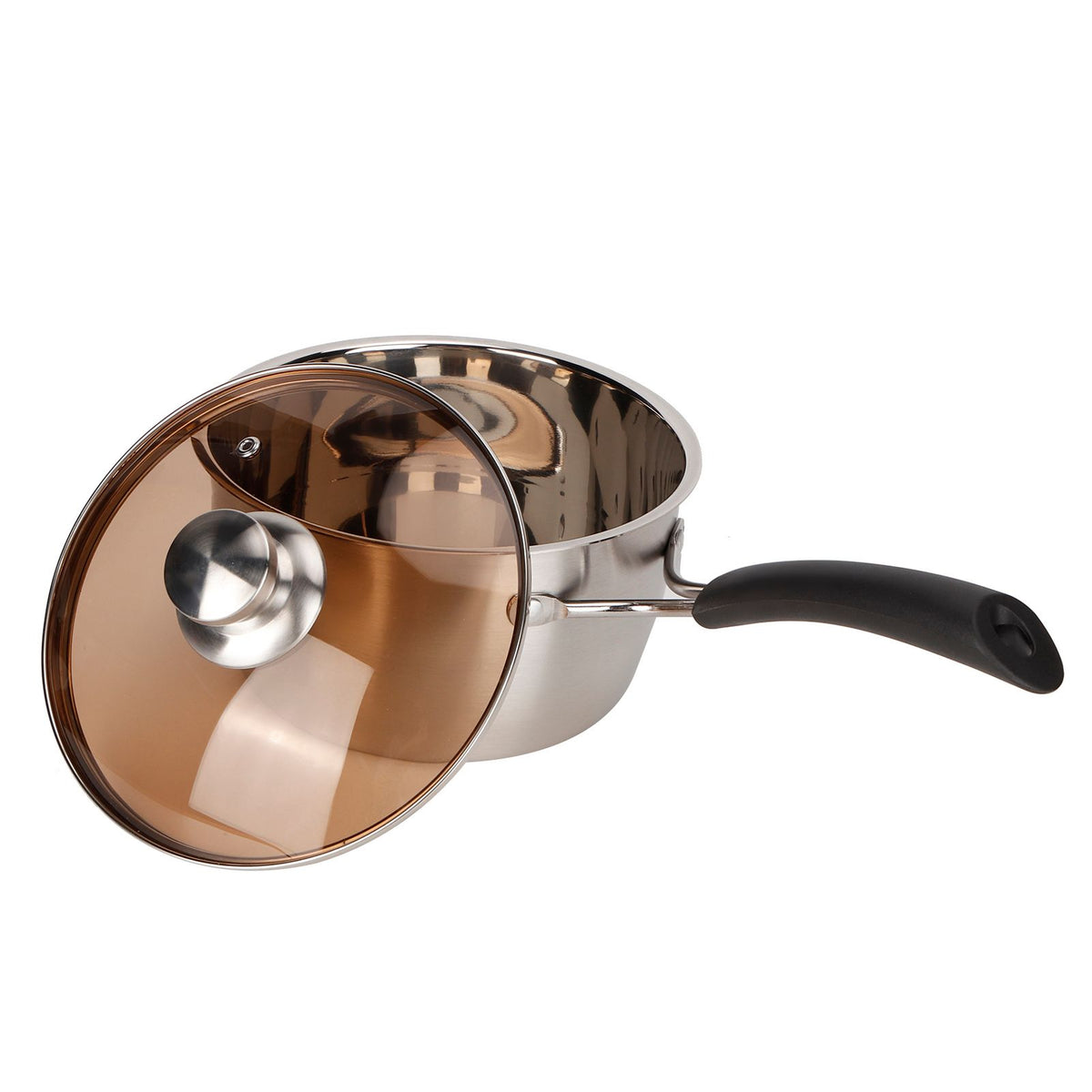 Small Soup Pot Thickened Compound Steel NonMagnetic Single Handle Cooking Kitchenware 18cm