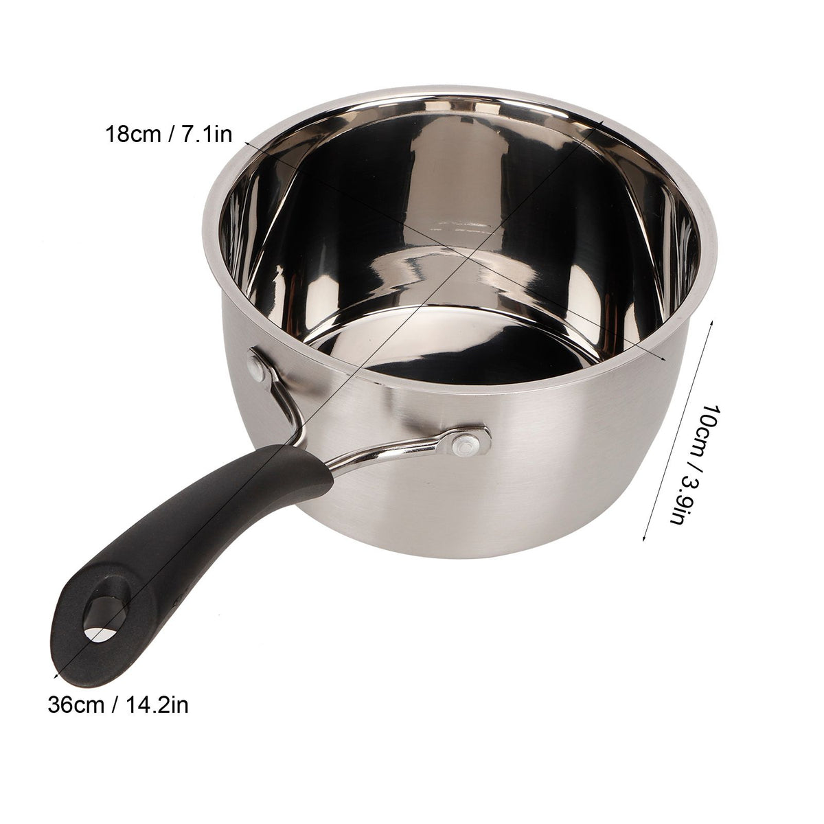 Small Soup Pot Thickened Compound Steel NonMagnetic Single Handle Cooking Kitchenware 18cm