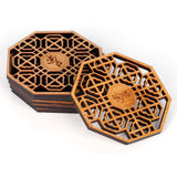 6PCS Bamboo Coaster Teacup Mat AntiScald Heat Insulation Pad Tea Ceremony Supplies(Type 1 ) - 45-Degree Angle
