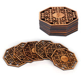 6PCS Bamboo Coaster Teacup Mat AntiScald Heat Insulation Pad Tea Ceremony Supplies(Type 1 ) - Low Angle