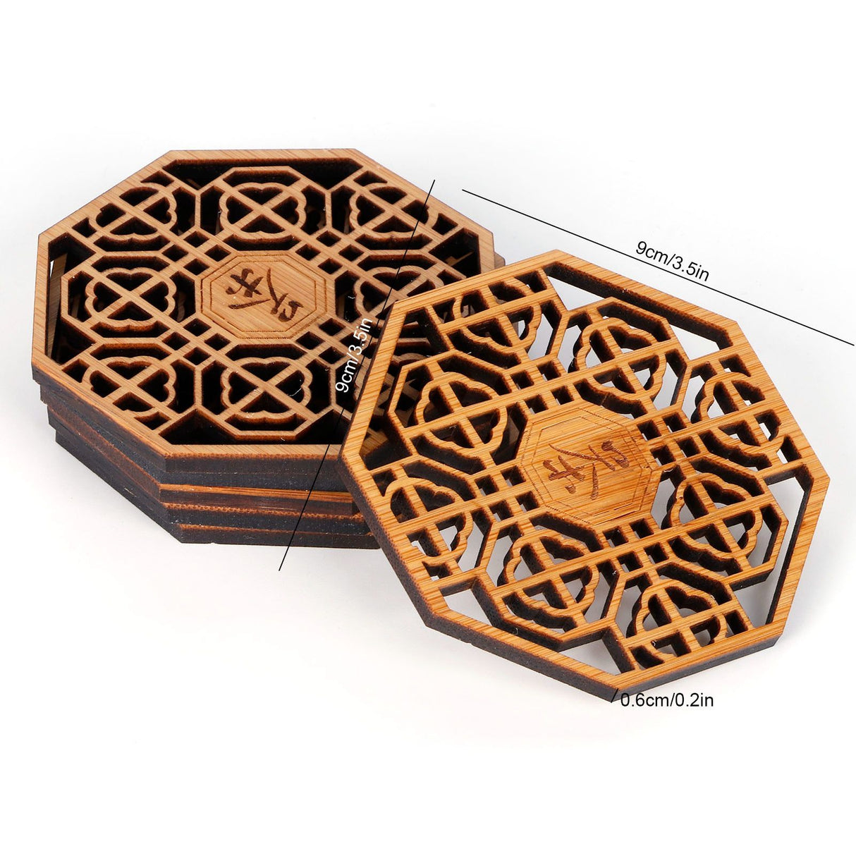 6PCS Bamboo Coaster Teacup Mat AntiScald Heat Insulation Pad Tea Ceremony Supplies(Type 1 )