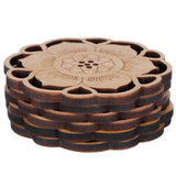 6Pcs/Set Teacup Mat Bamboo Coaster Heat Insulated Cup Pad Drinkware Tabletop AccessoryFlower Bud Type