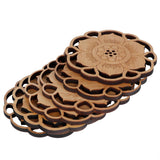 6Pcs/Set Teacup Mat Bamboo Coaster Heat Insulated Cup Pad Drinkware Tabletop AccessoryFlower Bud Type - Front View