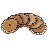 6Pcs/Set Teacup Mat Bamboo Coaster Heat Insulated Cup Pad Drinkware Tabletop AccessoryFlower Bud Type - Side View