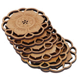 6Pcs/Set Teacup Mat Bamboo Coaster Heat Insulated Cup Pad Drinkware Tabletop AccessoryFlower Bud Type - Top-Down View