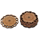 6Pcs/Set Teacup Mat Bamboo Coaster Heat Insulated Cup Pad Drinkware Tabletop AccessoryFlower Bud Type - Rear View