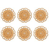 6Pcs/Set Teacup Mat Bamboo Coaster Heat Insulated Cup Pad Drinkware Tabletop AccessoryFlower Bud Type - Low Angle