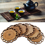 6Pcs/Set Teacup Mat Bamboo Coaster Heat Insulated Cup Pad Drinkware Tabletop AccessoryFlower Bud Type