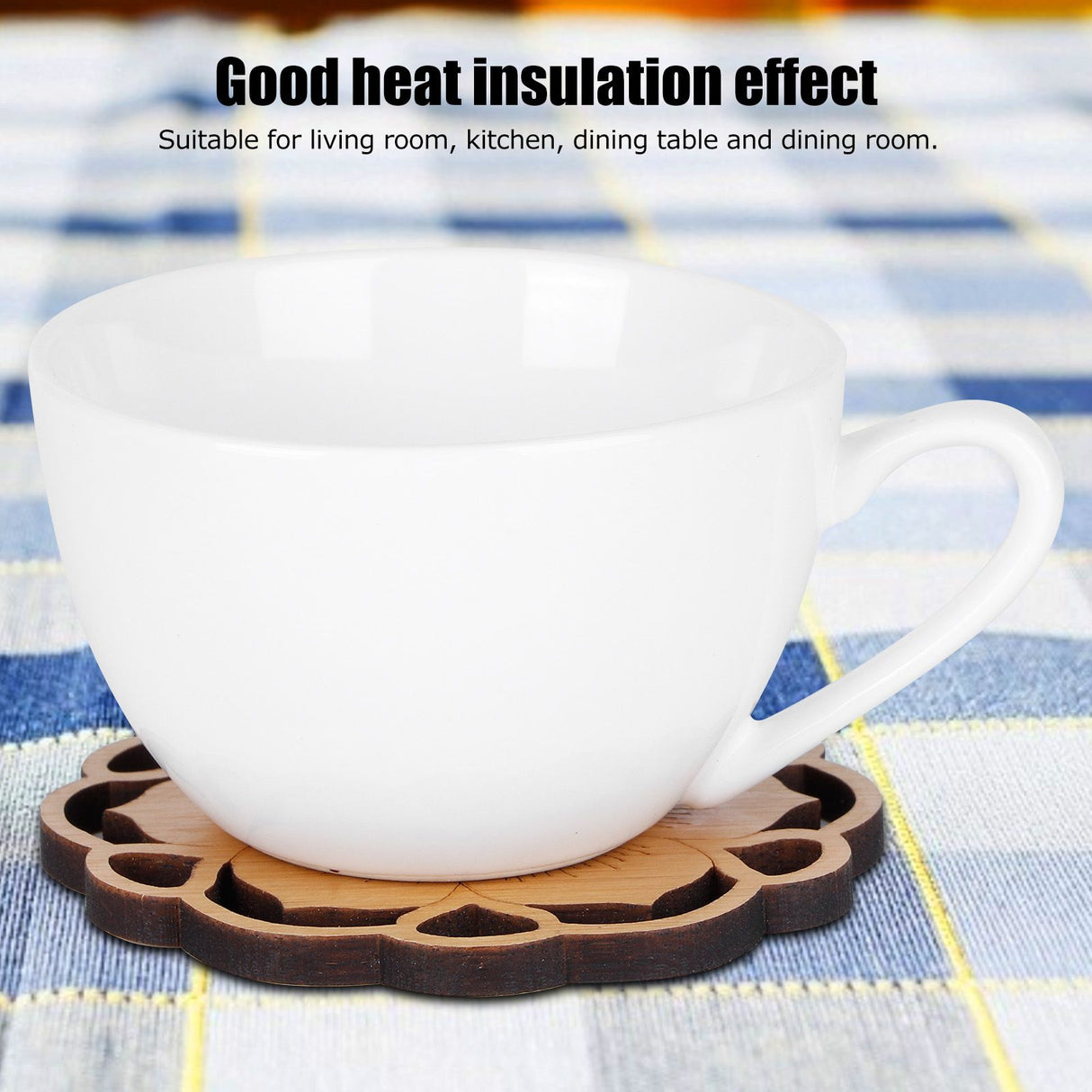 6Pcs/Set Teacup Mat Bamboo Coaster Heat Insulated Cup Pad Drinkware Tabletop AccessoryFlower Bud Type