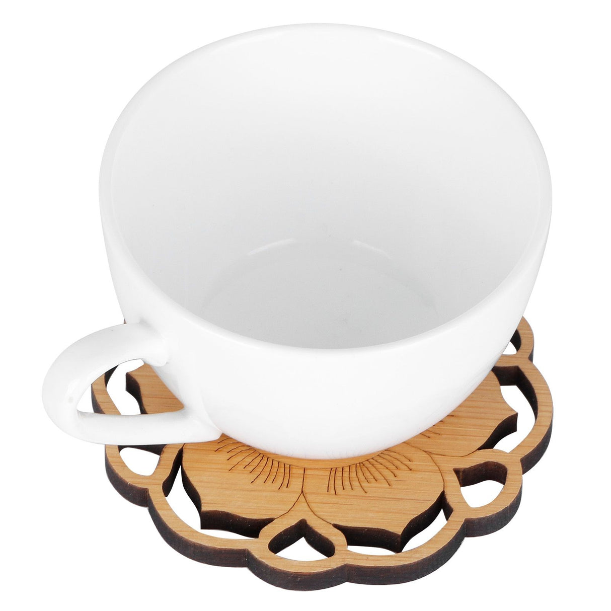 6Pcs/Set Teacup Mat Bamboo Coaster Heat Insulated Cup Pad Drinkware Tabletop AccessoryFlower Bud Type