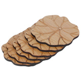 6Pcs/Set Teacup Mat Bamboo Coaster Heat Insulated Cup Pad Drinkware Tabletop AccessoryLotus Leaf Type - Side View